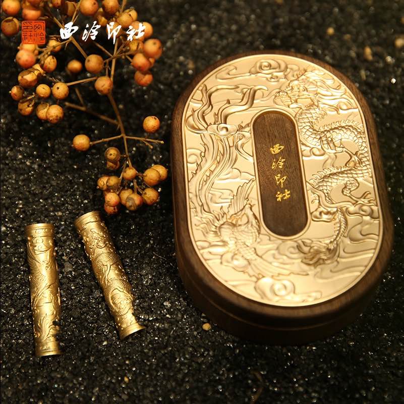 (Western Seals Society) Dragon Phoenix to Chapter brass Seal Engagement Companion Gift Chinese Style National Wind Wedding Wedding Wedding-Taobao