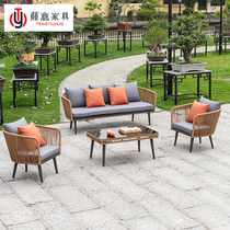 Fujiyi outdoor rattan sofa combination House Garden Chinese courtyard furniture balcony outdoor rattan chair