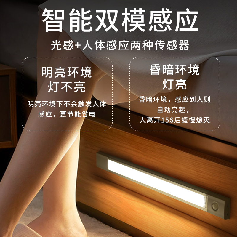 Led Cabinet Lighting, Under-Cabinet Light, Wardrobe Light, Automatic Human Body Sensor, Kitchen Rechargeable Magnetic Wine Cabinet Light