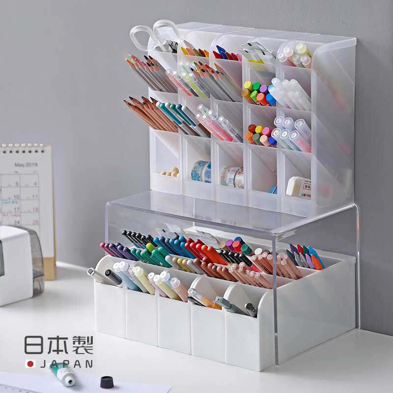 Japan yamada obliquely inserted pen holder cosmetic storage box ins desktop lipstick containing layer shelf