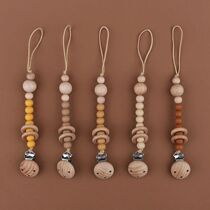 Food Grade Baby Silicone Pacifier Clips Chain Beech Wooden R