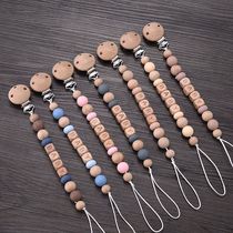 New Wooden Beech Letter Beads Baby Pacifier Clips Silicone B