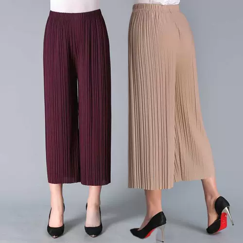 Летние шифоновые штаны, юбка для матери, для среднего возраста, высокая талия, большой размер