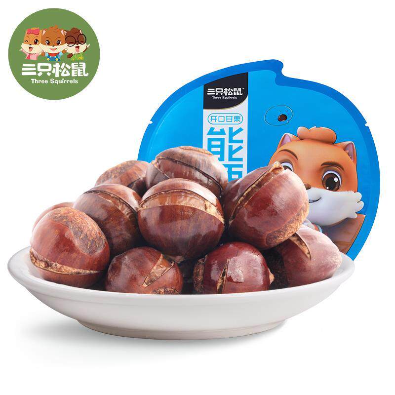 (Three Squirrels_Open Chestnut 120gX3 1 Bag) Snack Nut Hebei Specialty Instant Chestnut with Shell