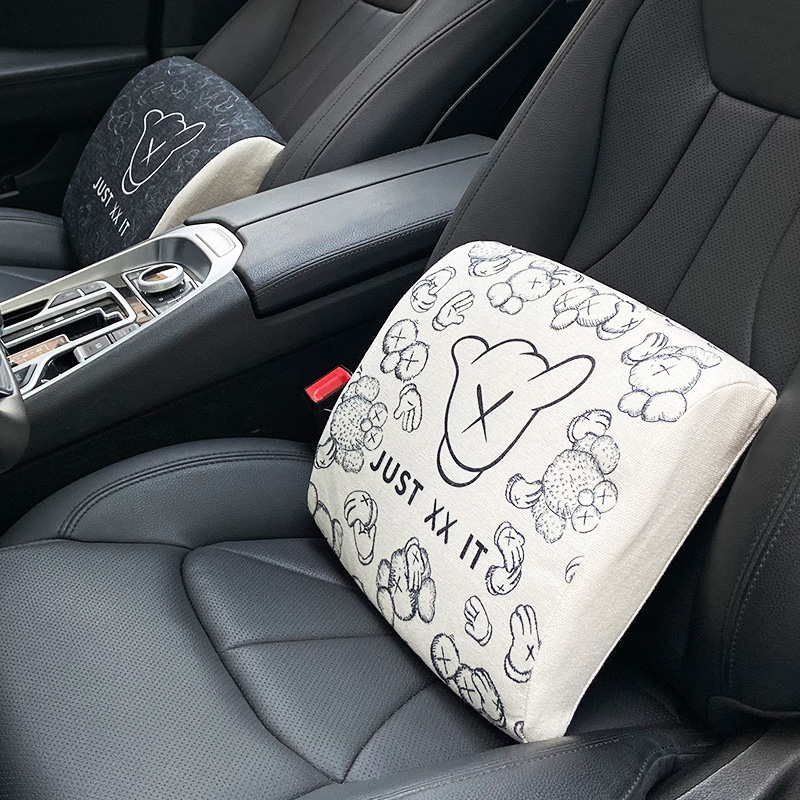 Car accessories car lumbar pillow cartoon car decoration slow rebound cotton waist support four seasons home memory cotton and linen backrest waist support