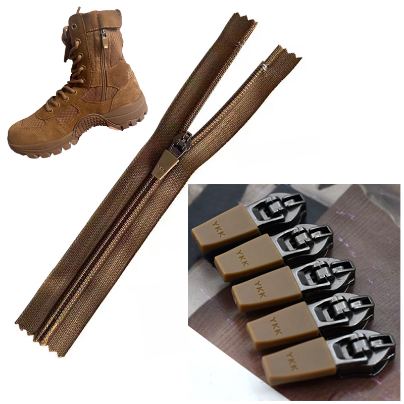 New Style Brown Combat Training Boots with Ykk Zipper Puller, High-Top Training Boots with Zipper Puller