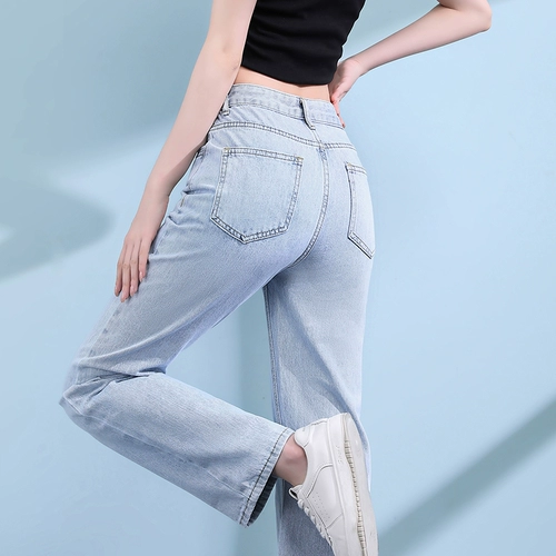 Джинсы, летние тонкие штаны, свободный прямой крой, 2024 года, высокая талия, подходит для подростков