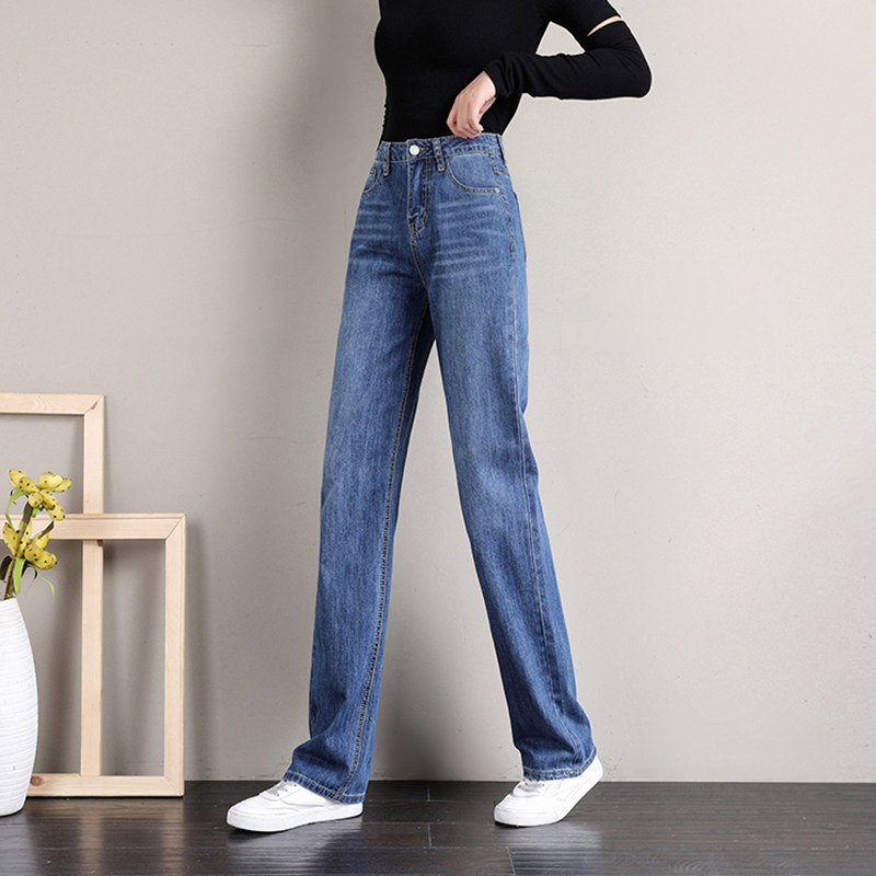 Jeans Woman Loose Straight Drum High Waist Display Slim 2021 New Summer Slim slim blue broadlegged pants woman