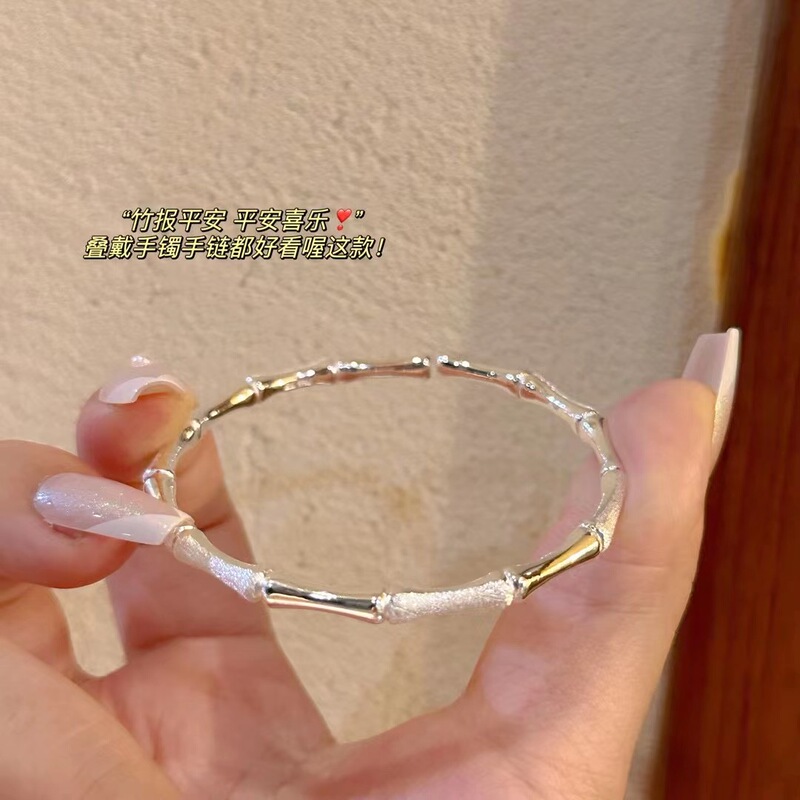Bamboo Knot Silver Bracelet for Women, Pure Silver 999, Solid Silver, Youthful Style, Silver Bracelet, Gift for Girlfriend or Best Friend's Birthday