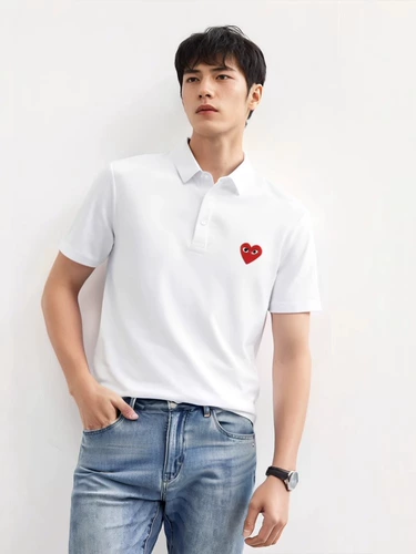 Летняя футболка polo, японская хлопковая рубашка для влюбленных, короткий рукав, с вышивкой