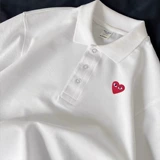 Парная одежда для влюбленных, футболка polo, белая японская рубашка, короткий рукав, с вышивкой