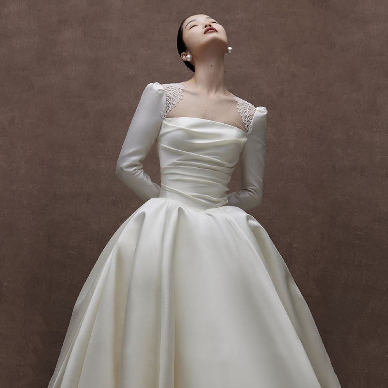 Summer advanced retro wedding dress, french style, long sleeve, high-end Summer advanced retro wedding dress, french style, long sleeve, high-end