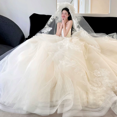 Летнее свадебное платье, сексуальный топ без лямок, французский стиль, премиум класс