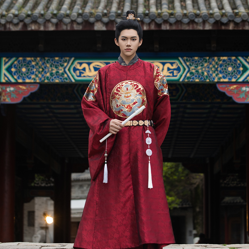 Hanfu for Men 2025 New Style Ming-Style Round-Neck Robe Youth Ancient Costume Boys' Traditional Style Adult Men's High-End Tang-Style