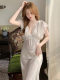 Victoria Ice Silk Pajamas for Women, New Summer V-Neck Pure Desire Sexy Lace French Thin Nightgown Loungewear