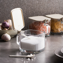 Home Small Two Salt MSG Seasoning containing box Kitchen Seasoned Bottle kit Home glass Seal Zoo sugar jars