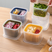 Sub-green onion flower preservation box Home Scallion Ginger Garlic Intake Box Food Grade Kitchen fridge Vegetable Vegetable Food Drain