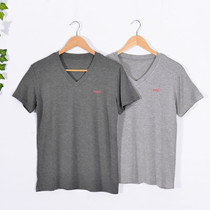 Mens pajamas summer thin modal cotton top V collar home wear large loose single T-shirt short sleeve