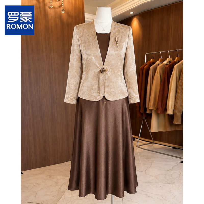Romon's Mother's Autumn Clothing, Elegant Jacquard Jacket, 2026 New Style, Middle-Aged and Elderly Banquet Wedding Dress Suit Romon's Mother's Autumn Clothing, Elegant Jacquard Jacket, 2026 New Style, Middle-Aged and Elderly Banquet Wedding Dress Suit