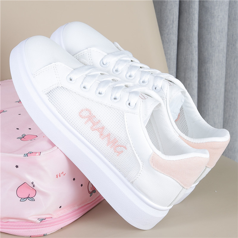 White Powder FDaisy children's shoes 2021 summer new pattern girl Net shoes ventilation Mesh surface Hollow out Little white shoes student motion skate shoes