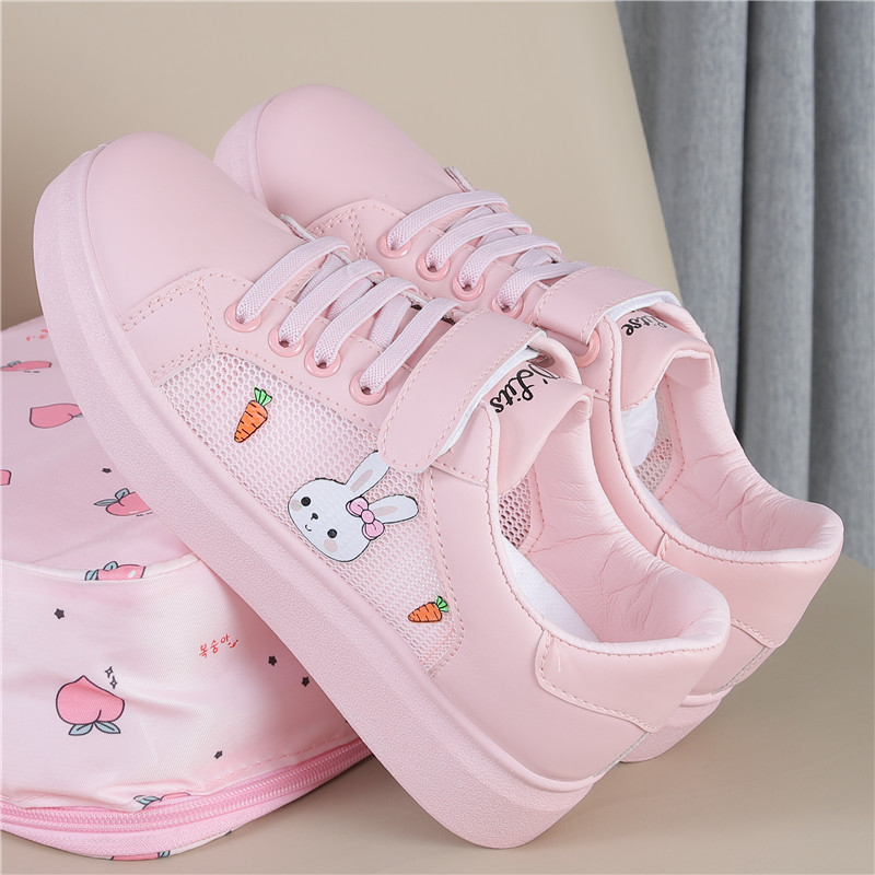 Pink NDaisy children's shoes 2021 summer new pattern girl Net shoes ventilation Mesh surface Hollow out Little white shoes student motion skate shoes