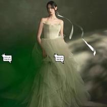 Photo studio new theme colorful gauze photography photo oil painting style wedding dress suspender green mesh forest style travel photography dress