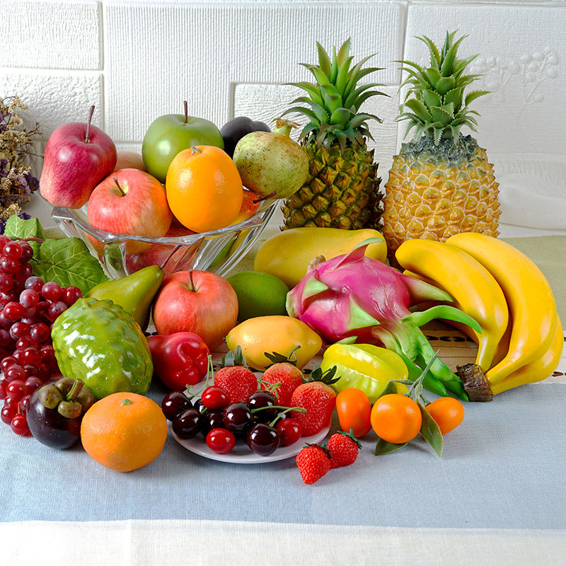 Simulation Fake Plastic Fruit Vegetable Bread Model Toddler Child Garden Swing Piece Rattan Decorative food Photographed Road Toys