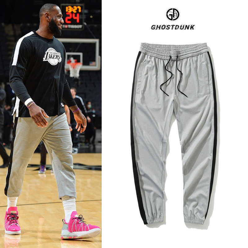 New sports trousers Men's loose bunches Pants Basketball Pants Leather Pants Socks Pants Socks American Bunch Leg Parquet Training Pants