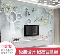 Self-adhesive 8D TV background wall paper modern simple 5d atmospheric decorative mural 3D stereo wallpaper film and television wall cloth