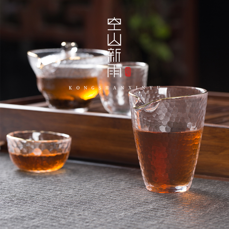 Empty Mountain New Rain Glass Gongfu Tea furniture set Domestic cover Bowl Complete set of ceramic tea maker Heat-Thickened Minimalist