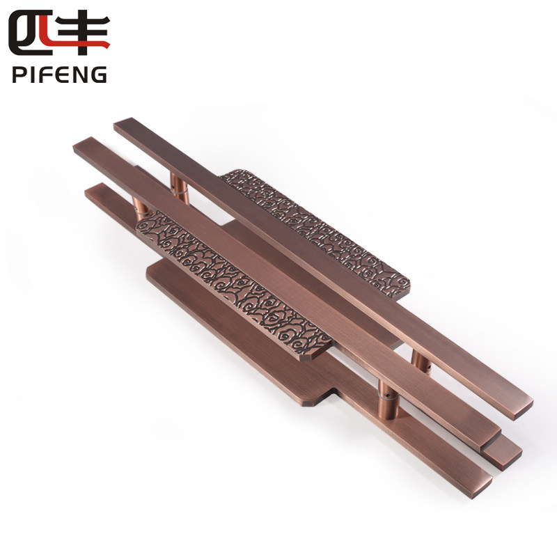 Glass door handle solid Xiangyun big door handle antique sliding door solid wood door handle framed door handle black