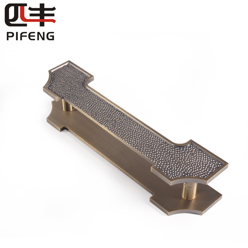 Glass door pull handle Easy solid wood large door handle European style ancient copper hotel door handle cabinet door handle copper door handle