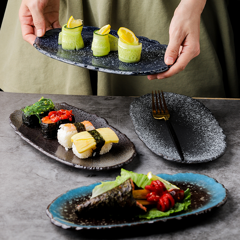 Creative Oval ceramic disc sushi Disc Day Style Pendulum Dish Home Dessert Dish Profiled Restaurant Dishes Dumplings Pan-Taobao