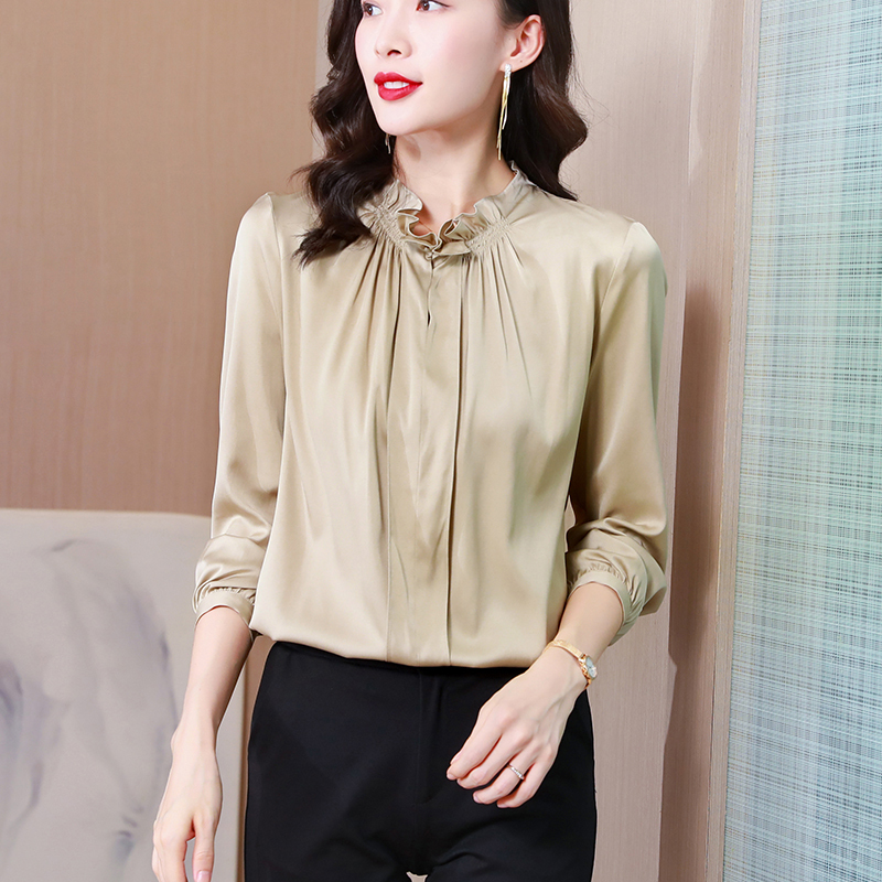 Heavyweight Silk Shirt for Women 2026 Spring New High-End Long-Sleeved Fashion Top Mulberry Silk Drape Loose Shirt