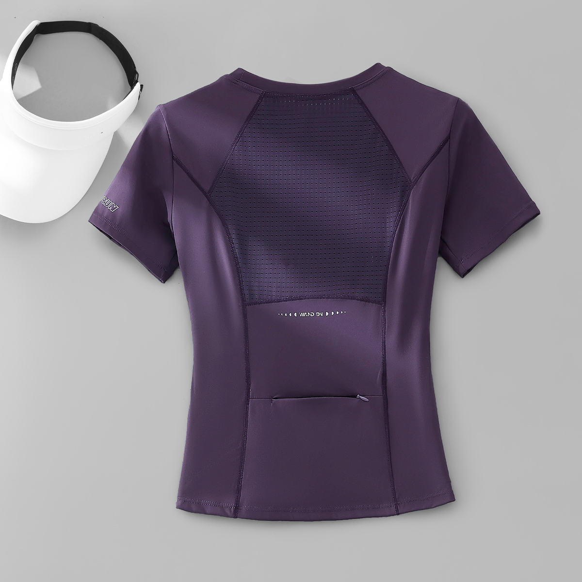 女性用スポーツトップス 2025 ハイエンドな新スタイルのバックポケットに携帯電話を収納可能 速乾性のある服 ランニングフィットネス 半袖Tシャツ