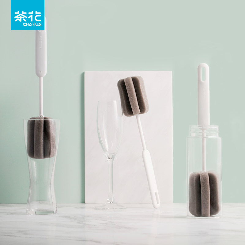 Tea flower cup brush without dead angle sponge long handle small brush to tea stain wash cup Home cleaning brush bottle washing brush