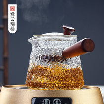 Xiangyun Rui thickened heat-resistant side handle glass steaming teapot Household transparent hammer pattern steam tea maker steaming black tea pot