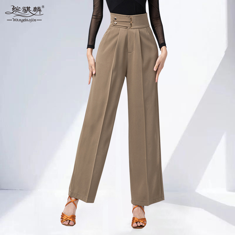 Morden Dance Pants Woman High Waist Display Slim Width Pants 2022 New Design Sense Dancing National Mark Dance Pants Latin Dance Long Pants