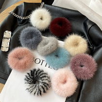 Korean simple mink fur circle cute internet celebrity plush ball high-end hair rope headwear rubber band hair accessories for women