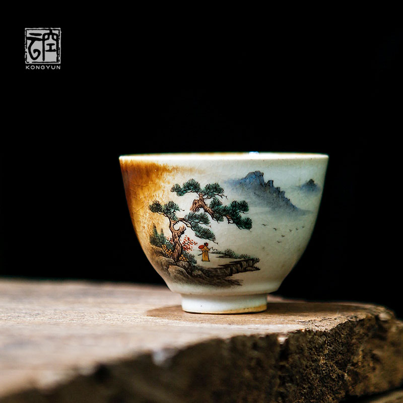 Qingdezhen Town pure hand - made mountain cup Kunfu tea cup single ceramic owner cup cup tea bowl