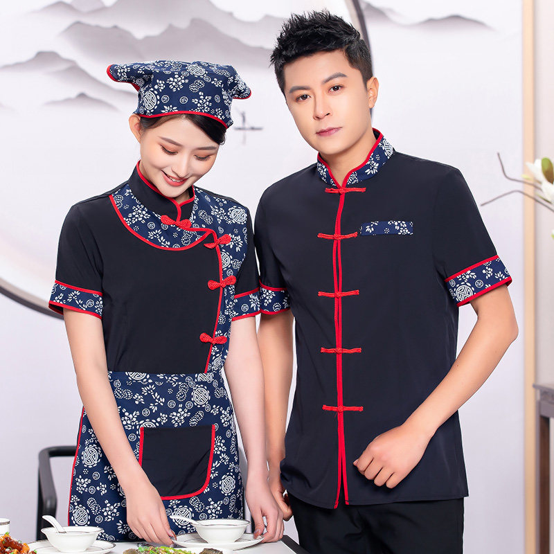 Leisure Farm Attendant Working Clothes Women Short Sleeve Featured Dining Room Hotel Restaurants for food delivery Summer China Wind Suit