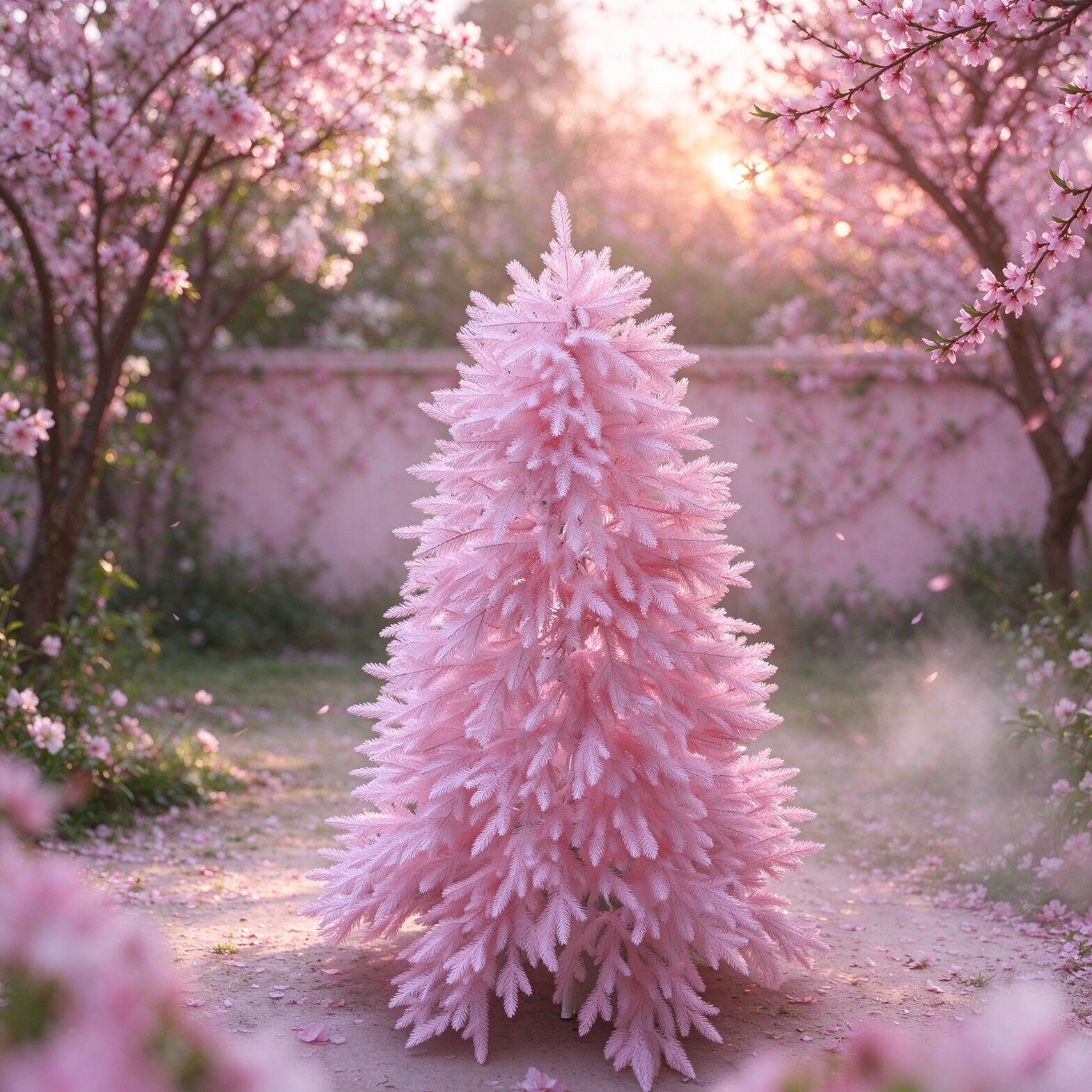 Розовая Рождественская елка 2-го поколения pure PE cherry blossom градиентный старик оригинальное украшение ins чистая витрина гостиной знаменитостей торгового центра Изображение 1