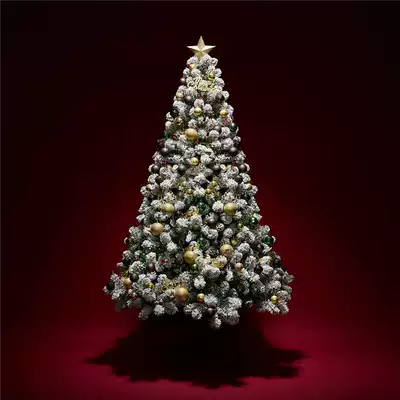 Home Christmas tree 1 5 1 8 2 1m luminous golden Christmas decoration with snowflake Christmas tree encrypted naked tree