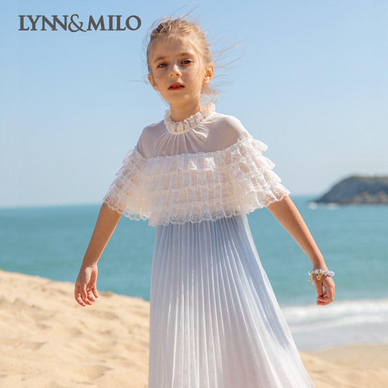 LynnMilo Lynn Milo 2022 Summer Girls Dress Girls Lace Super Fairy Children's Princess Dress Skirt