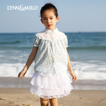 LYNNMILO Leinaro 2022 Summer girls blouses fresh and sweet and crummy pure cotton splicing adorable flap