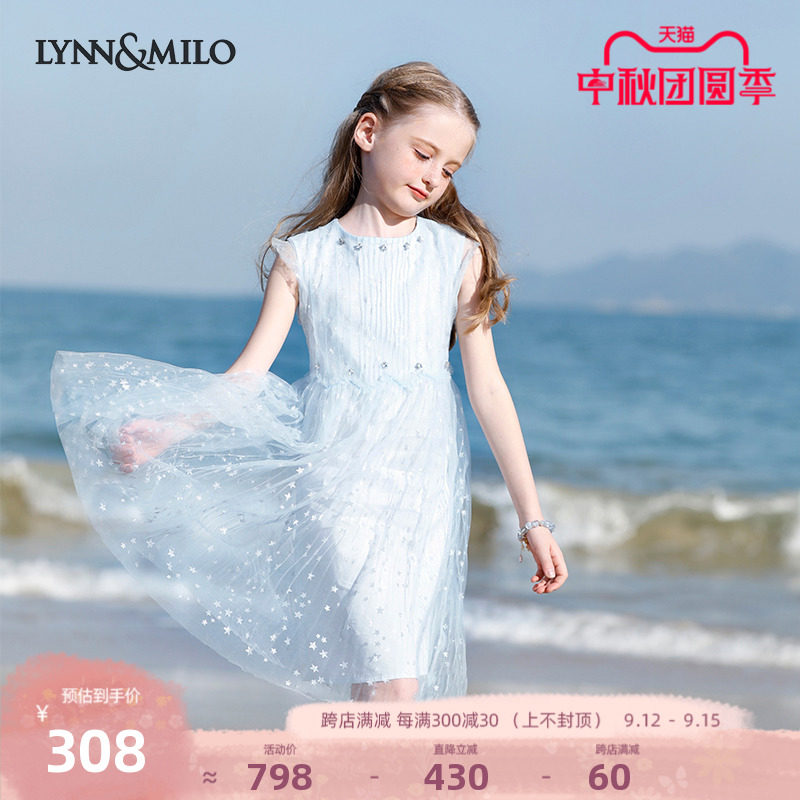 Детское платье принцессы LYNNMILO для маленькой девочки, платье для девочек, лето 2024, модное платье в западном стиле, юбка Изображение 1