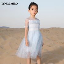 LynnMilo Lynn McRoe Dress Princess Dress 2022 Summer Wave Dot Short Sleeve Mesh Veil Girl Foreign Air Dress Girl Dress