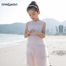 LynnMilo Lynn McRoyboy dress 2022 Summer pink sleeveless girl vest with dress net veil princess dress