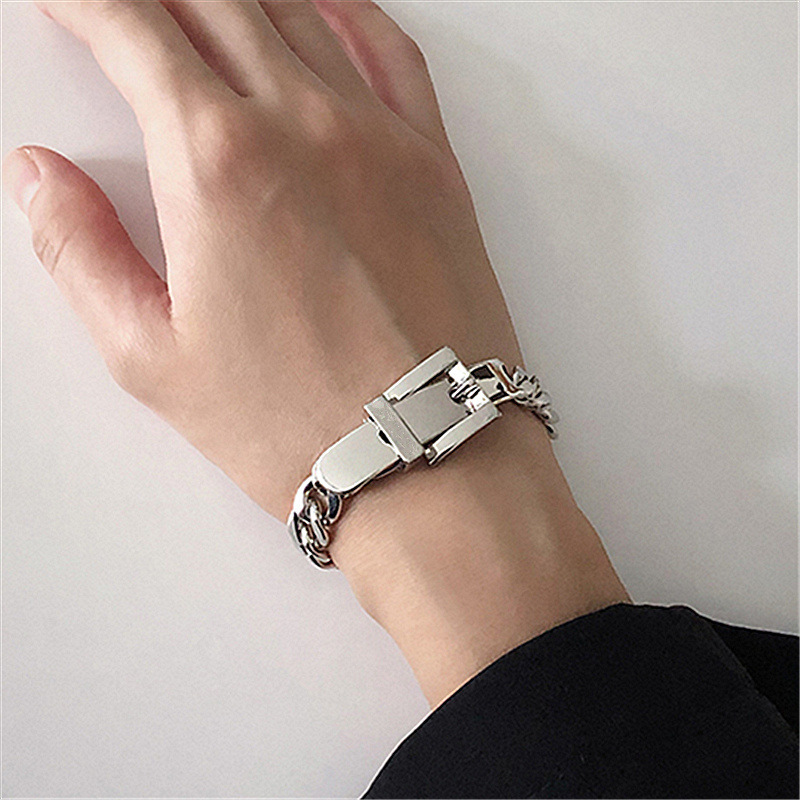 European and American Style Bracelet Chic Bracelet Niche Design Trendy Belt Buckle Internet Celebrity Metal Chain Student Jewelry for Women