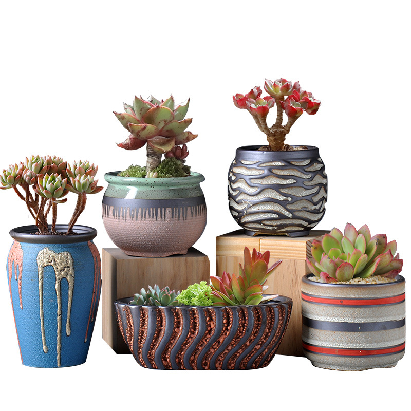 Old running the fleshy coarse pottery flowerpot ceramics creative retro mage Korean indoor green, the plants hand - made flower pot in the mail